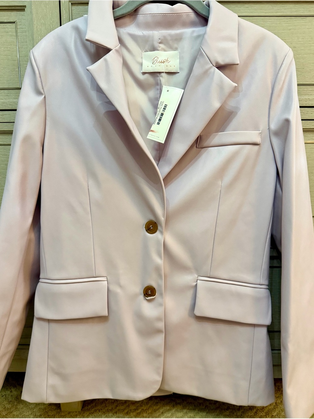 Leather Lavender Pleaded Blazer